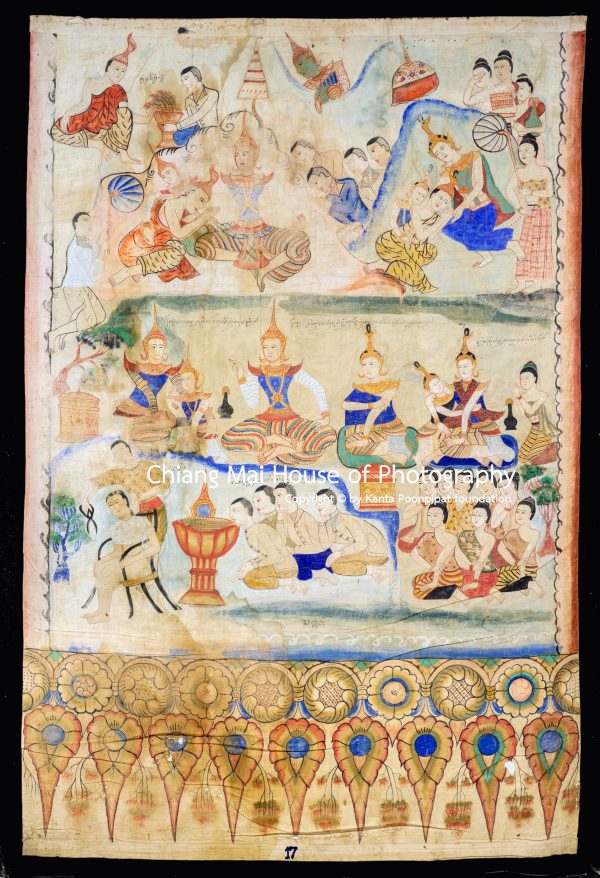 ภาพเขียนจิตรกรรมบนผืนผ้า (พระบฏ) วัดพระยืน - กัณฑ์ที่ 12 ฉกษัตริย์