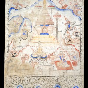 ภาพเขียนจิตรกรรมบนผืนผ้า (พระบฏ) วัดพระยืน - พระมาลัยในภาคที่ 3 พระมาลัยท่องแดนสวรรค์